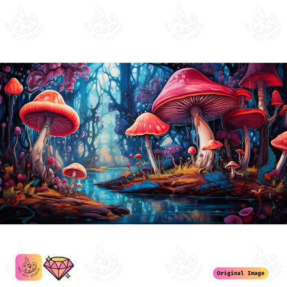 Artdiystudio Vivid Mushroom Reflections Diy Diamond Painting Kit A Magical Forest Escape