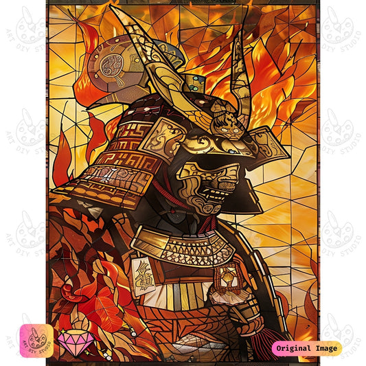 Artdiystudio Warriors Fury Diy Diamond Painting Kit A Fiery Tribute To The Samurai Spirit