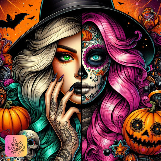 Artdiystudio Wicked Witch Sugar Skull Diy Diamond Painting Kit Embrace The Halloween Spirit 8