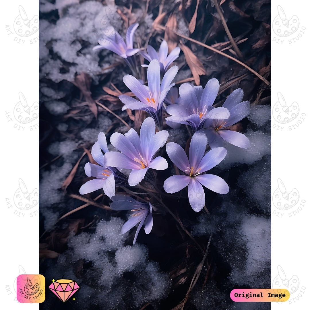 Artdiystudio Winter Grace Crocus Diy Diamond Painting Kit A Tribute To Nature Gentle Resilience