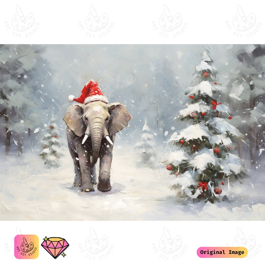 Artdiystudio Winter Wonderland Elephant Diy Diamond Painting Kit A Holiday Magic In Art