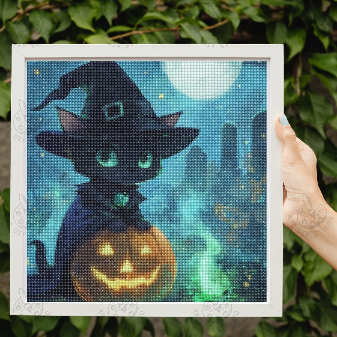 Artdiystudio Witchy Cat Pumpkin Glow Diy Diamond Painting Kit Craft Your Magical Halloween 2