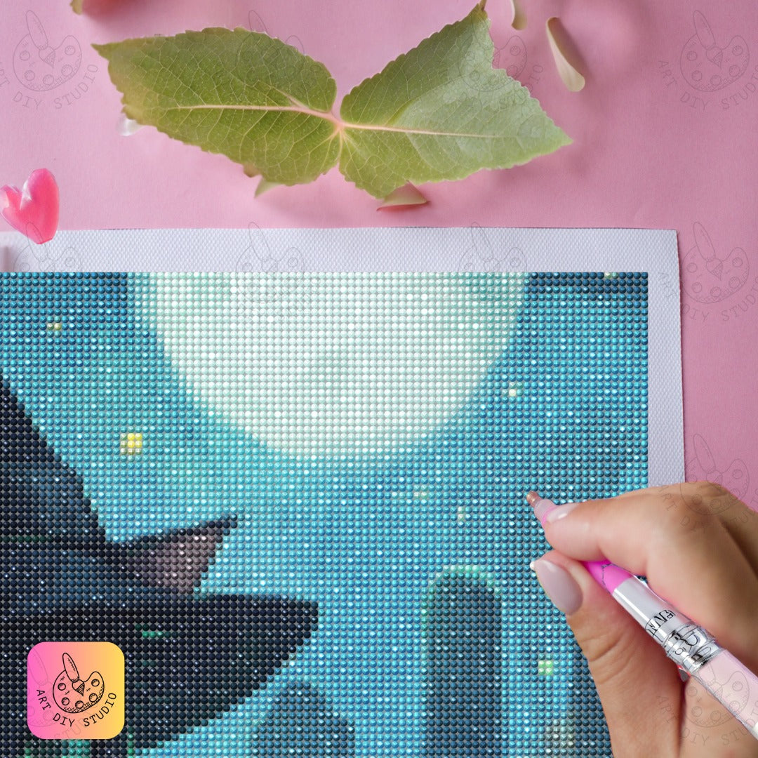 Artdiystudio Witchy Cat Pumpkin Glow Diy Diamond Painting Kit Craft Your Magical Halloween 5