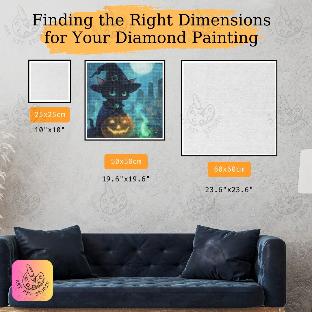 Artdiystudio Witchy Cat Pumpkin Glow Diy Diamond Painting Kit Craft Your Magical Halloween
