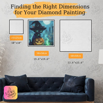 Artdiystudio Witchy Cat Pumpkin Glow Diy Diamond Painting Kit Craft Your Magical Halloween