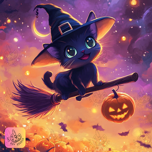 Artdiystudio Witchy Whiskers Pumpkins Diy Diamond Painting Kit Your Cute Halloween Craft 8