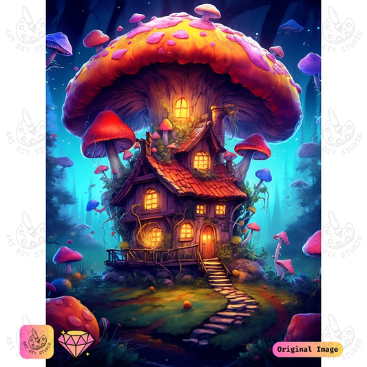 Artdiystudio Woodland Mushroom Cottage Diy Diamond Painting Kit A Cozy Magical Escape In Art