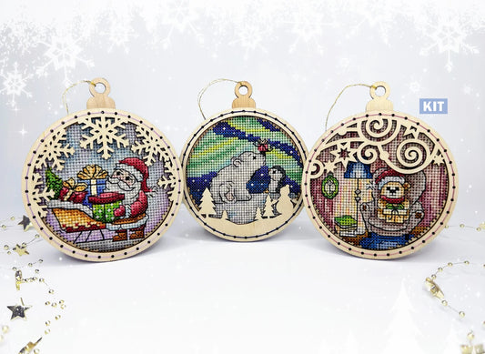 Festive Christmas Baubles – Mini Diamond Painting Kit (Set of 3)