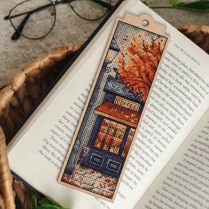 Cozy Autumn Café Bookmark – Mini Diamond Painting Kit