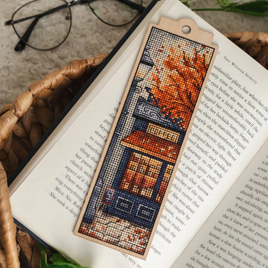 Cozy Autumn Café Bookmark – Mini Diamond Painting Kit
